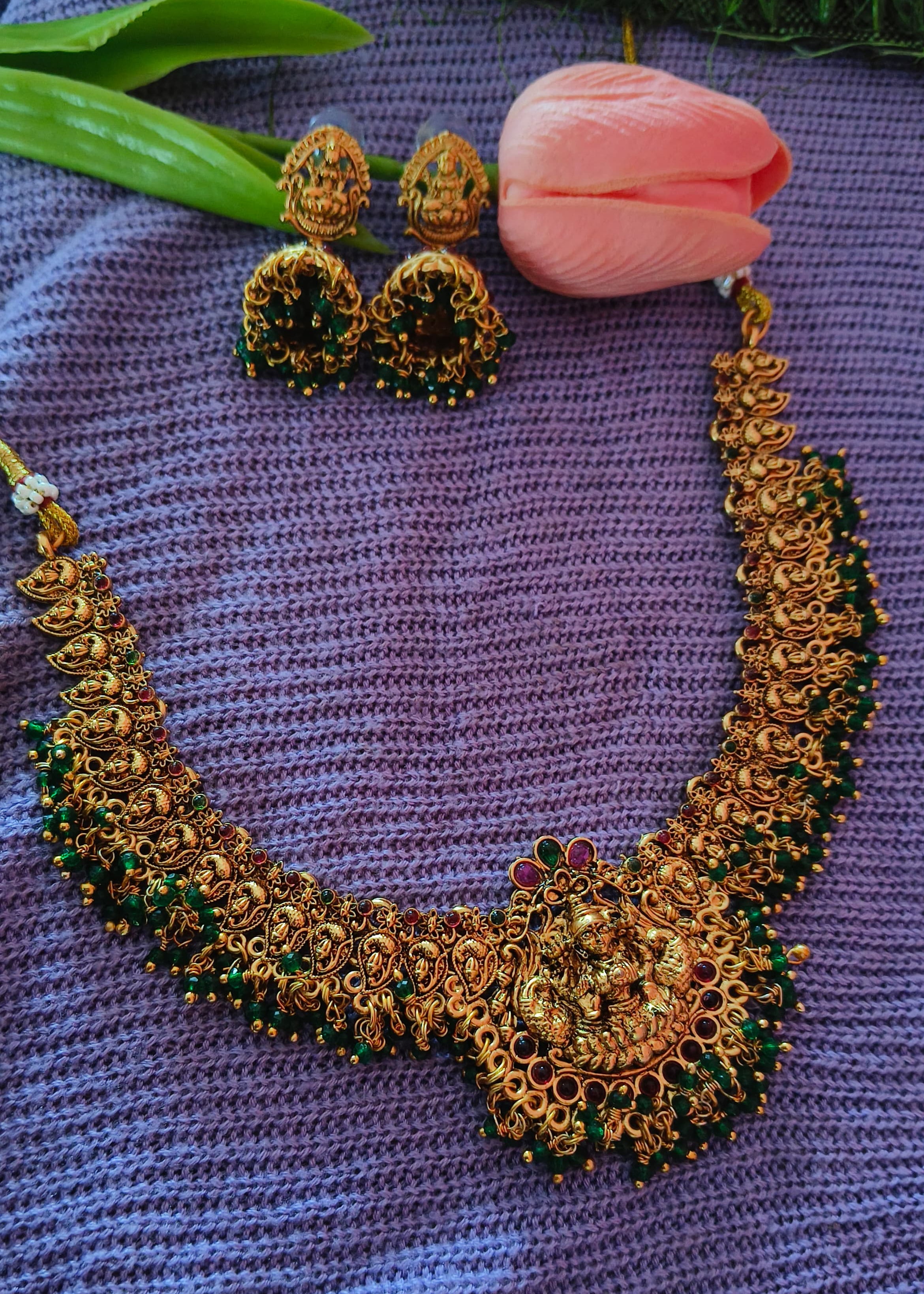 Traditional Temple Necklace and Earring